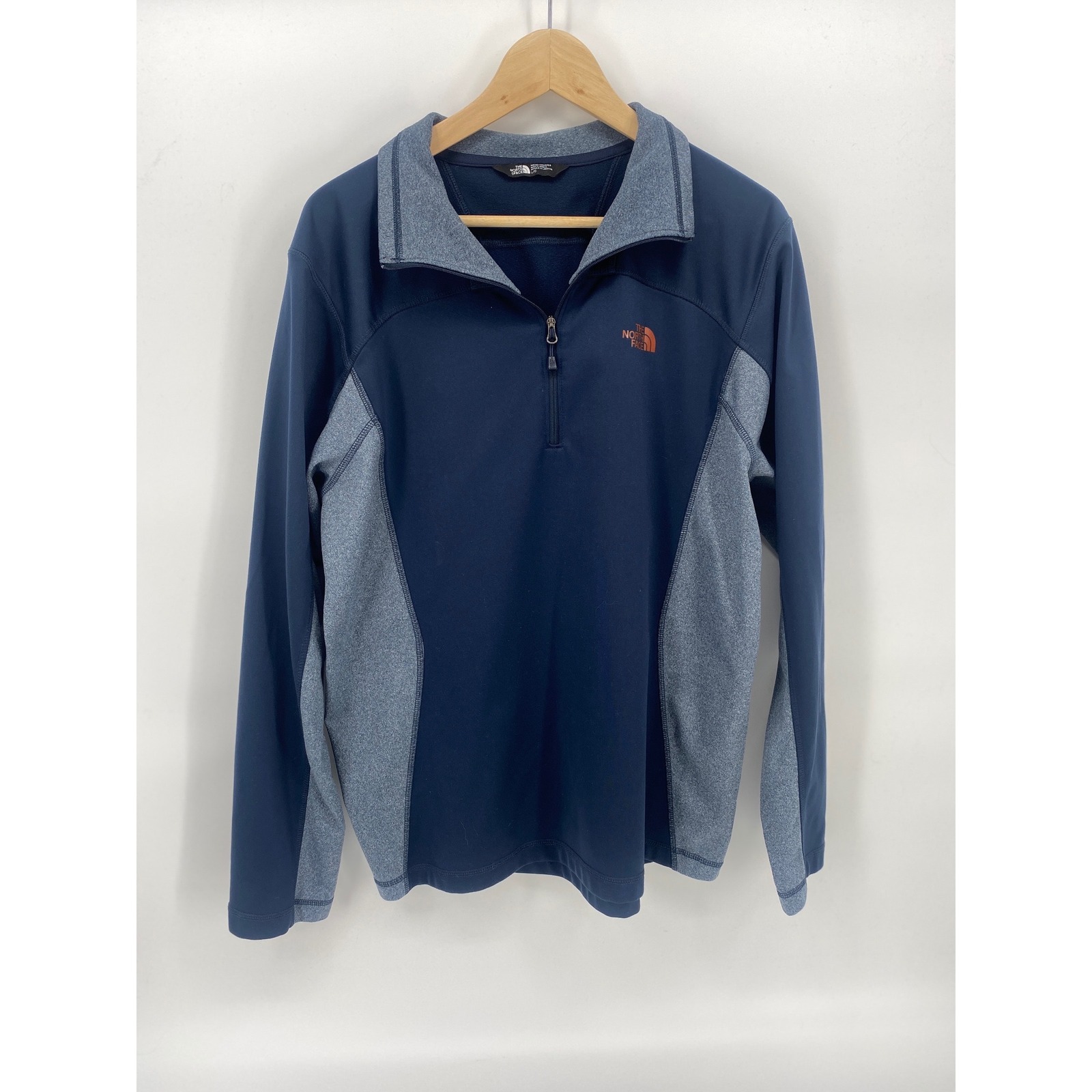 The North Face Quarter Zip Pullover Large Blue Excellent Colorblock Fleece Mens